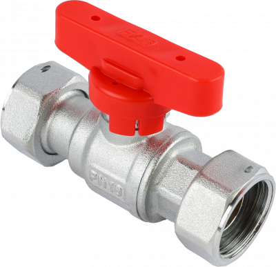 Кран шаровой FAR 3/4", накидные гайки EPDM, красн. бабочка, хром